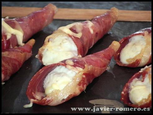 CUCURUCHO DE JAMON RELLENO DE CREMA DE SETAS