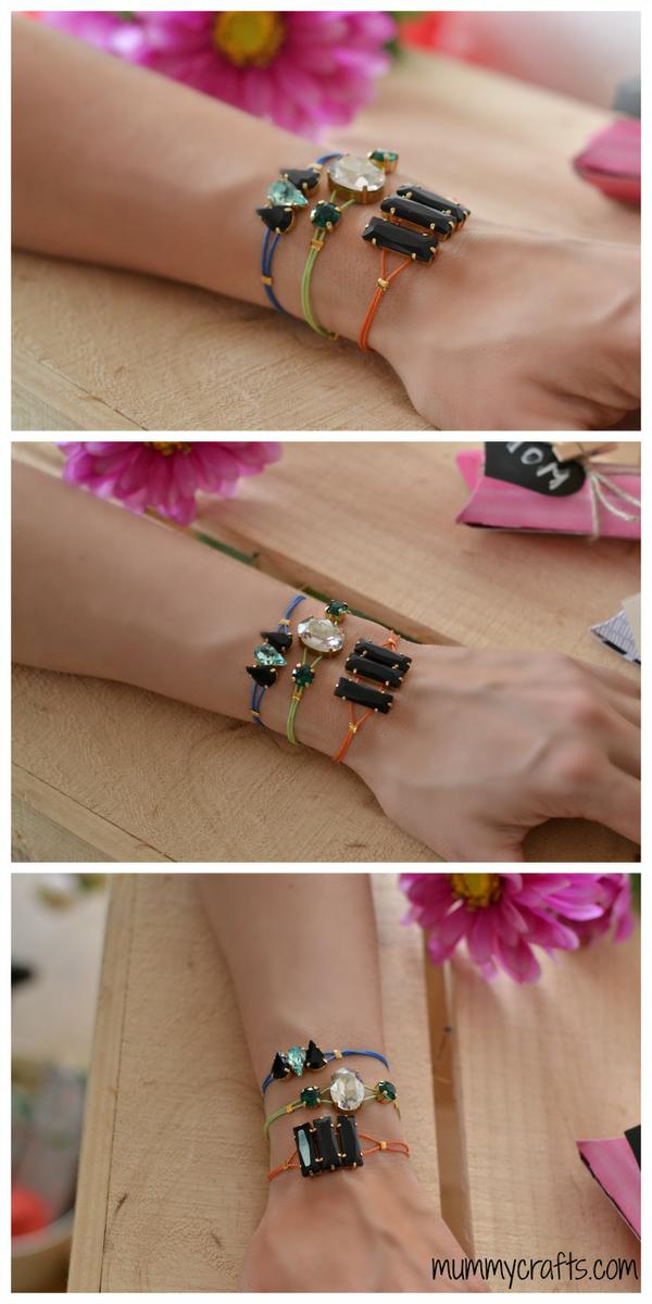 Pulseras con hilo y piedras