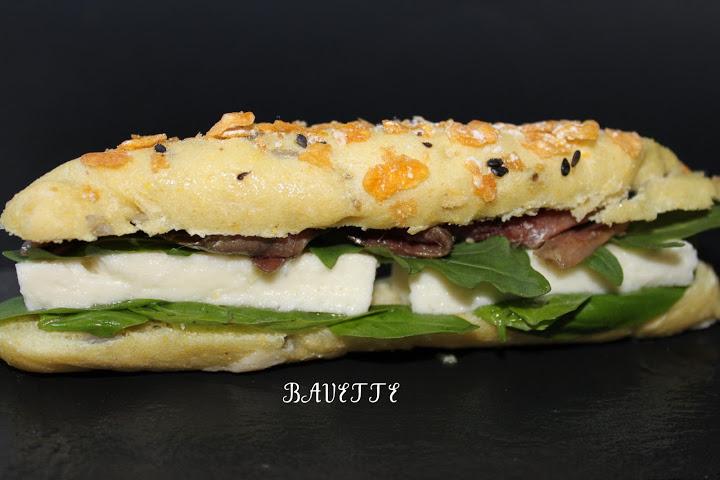 Flauta de cereales con mozzarella