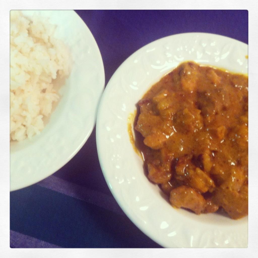 Receta de pollo al curry con arroz basmati