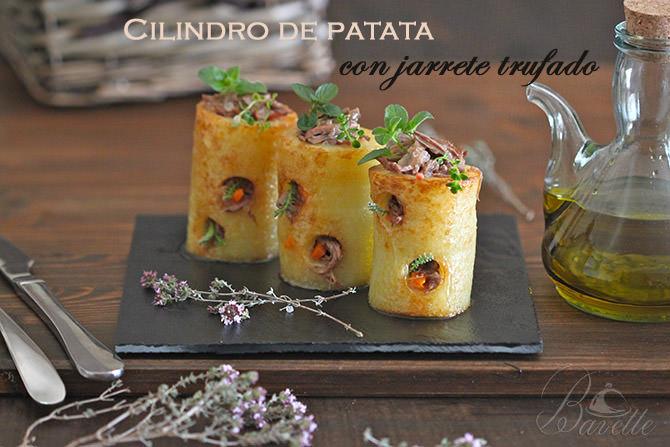 Cilindro de patata con jarrete trufado