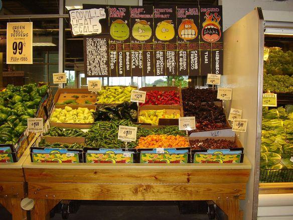 Venta de Chiles en el H-E-B Central Market Houston