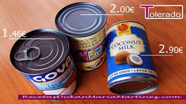 Leche de Coco Dukan: Tolerado, desde fase Crucero (100 ml = 1 tolerado)
