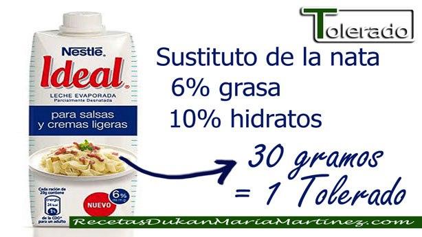Nata apta Dukan: Leche evaporada Nestlé Ideal 6% materia grasa (Tolerado, Crucero)