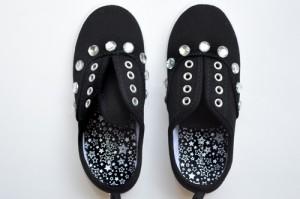 diy faux beaded shoes
