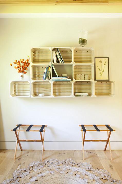 Cajas de fruta recicladas.