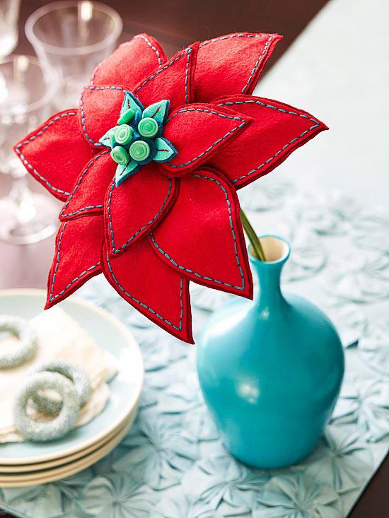 Flores de fieltro rojas