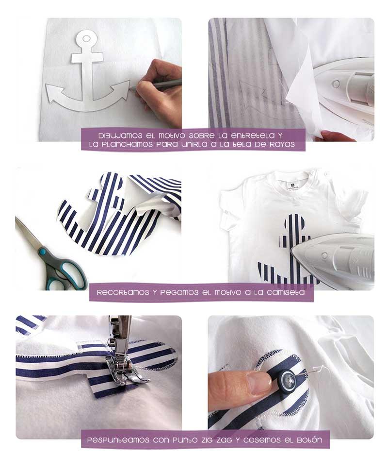 camiseta aplicacion ancla Conjunto Marinero Bermuda y camiseta con aplicación #DIY