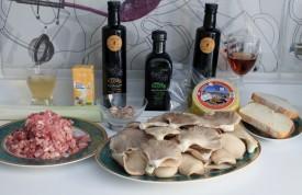 setas a la crema con fundición de queso tierno de cabra