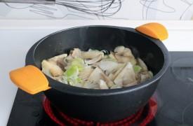 setas a la crema con fundición de queso tierno de cabra