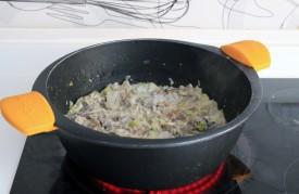 setas a la crema con fundición de queso tierno de cabra