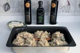 setas a la crema con fundición de queso tierno de cabra