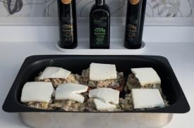 setas a la crema con fundición de queso tierno de cabra