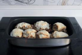 setas a la crema con fundición de queso tierno de cabra