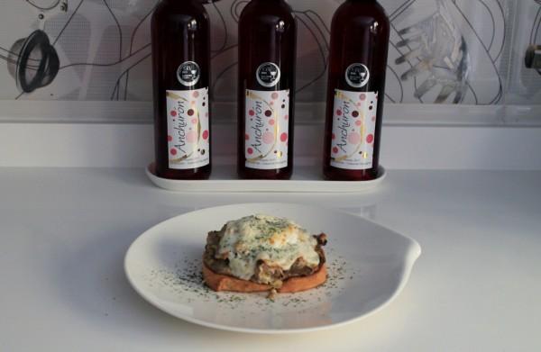 setas a la crema con fundición de queso tierno de cabra