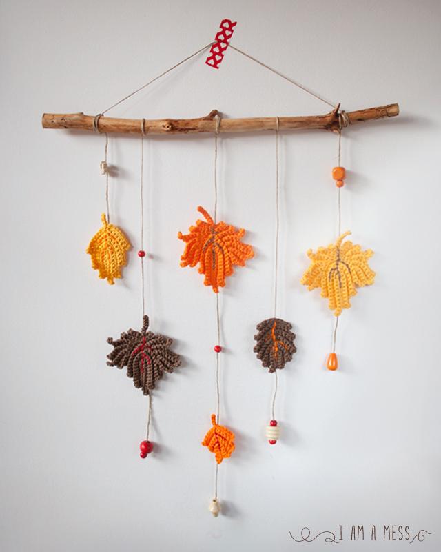 DIY crochet hanging leafs by 