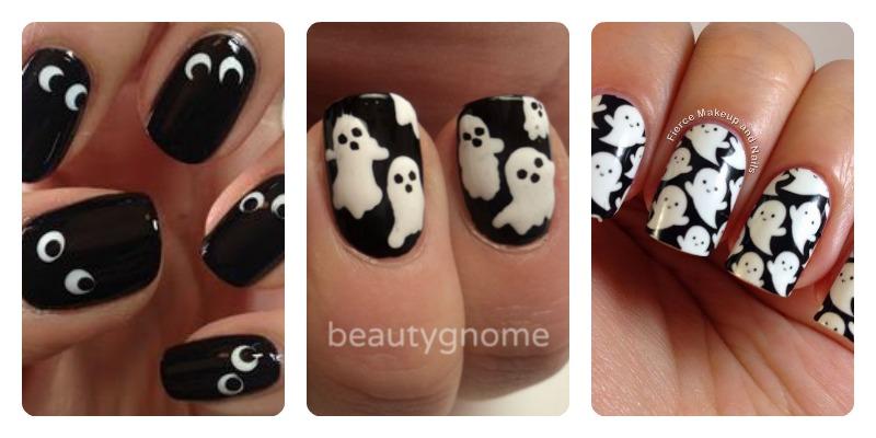 uñas negras con fantasmas