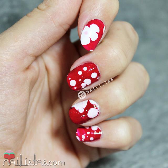 water spotted nail art, uñas decoradas de Halloween