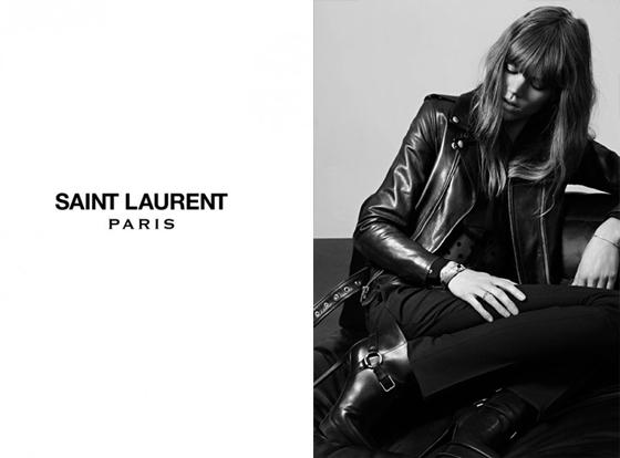 saint laurent campaña con perfecto de cuero negra