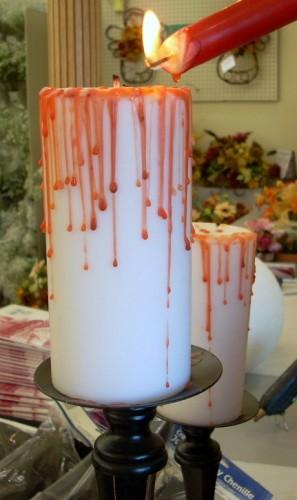 Artesanía de Halloween - Cómo hacer una vela del pilar Bloody