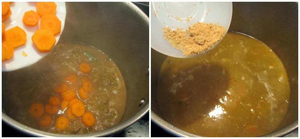 Se añade zanahoria y pastilla jamón