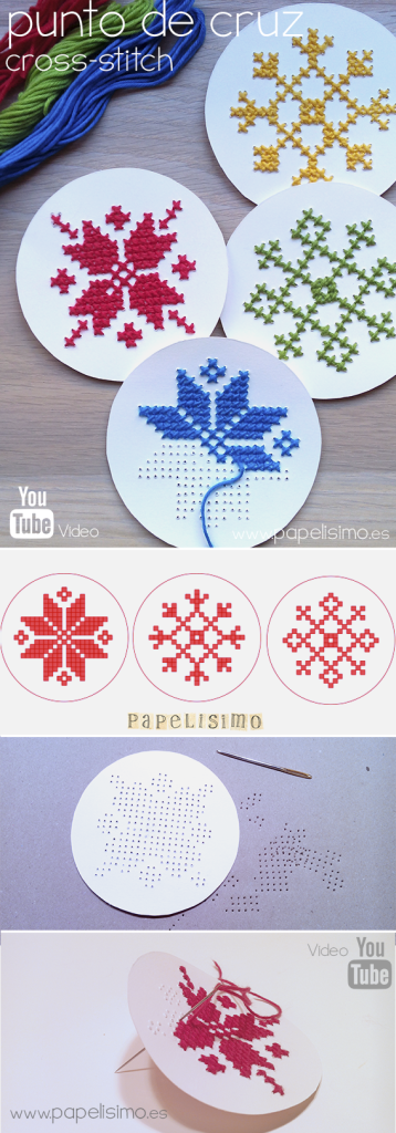 punto de cruz papel navidad paper cross stitch christmas