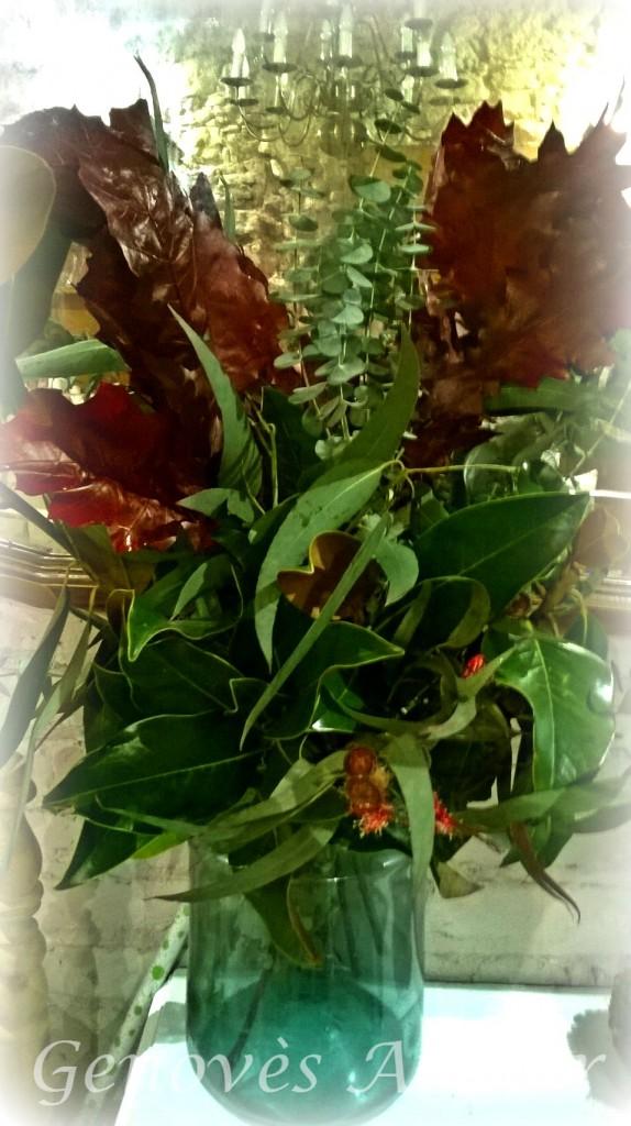 Decoracion ramo hojas verdes Genoves Atelier