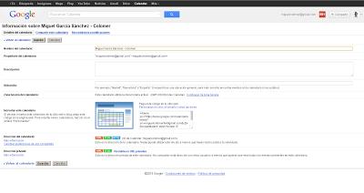 configuración de calendario hangout