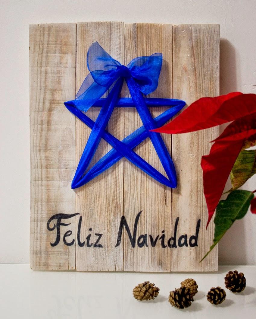 Diariodeco9: Diy Feliz navidad con madera de palet y lazo para Yaicla9