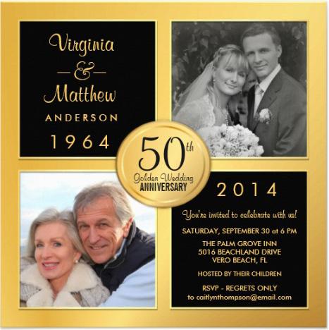 tarjetas de invitacion para Bodas de Oro