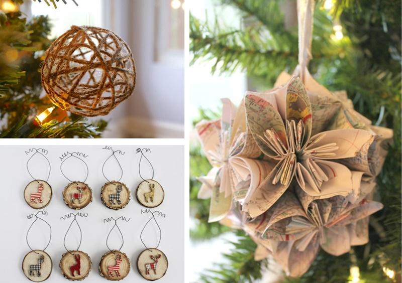 15 Ideas de adornos para el árbol de Navidad Handmade Collage6