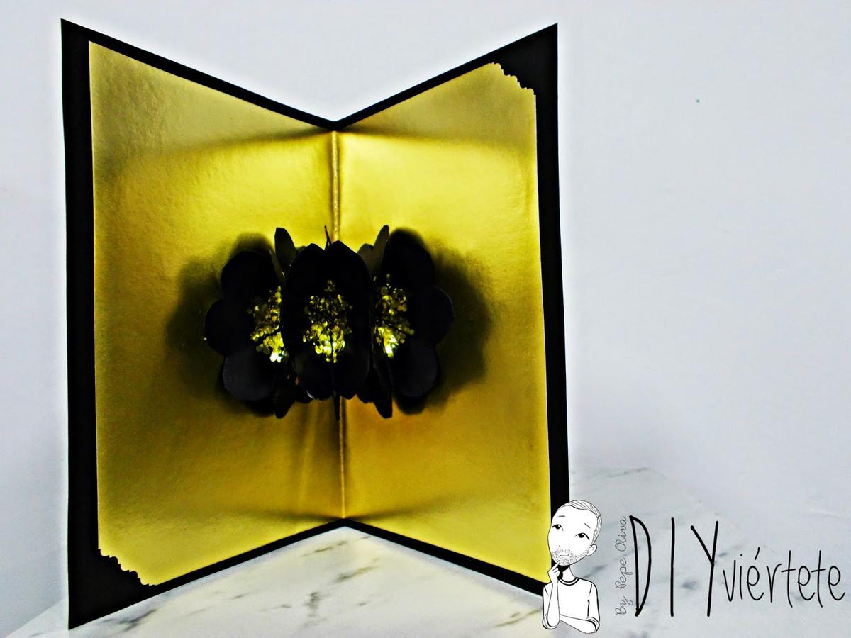 DIY-craft-tarjeta navideña-pop up-navidad-flores-Christmas-felicitación- (1