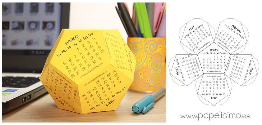 calendario 3d poliedro plantilla para descargar imprimir pdf