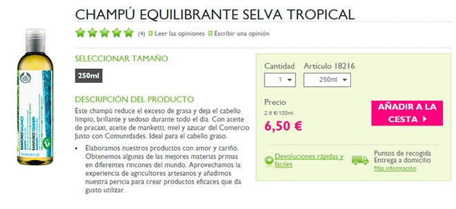 comprar champu organico respetuoso con el pelo de the body shop