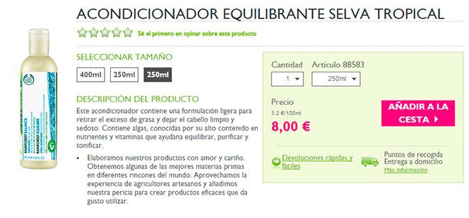 comprar acondicinador organico respetuoso con el pelo de the body shop