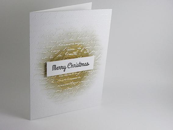 Tarjeta creativa navideña con embossing e hilo dorado