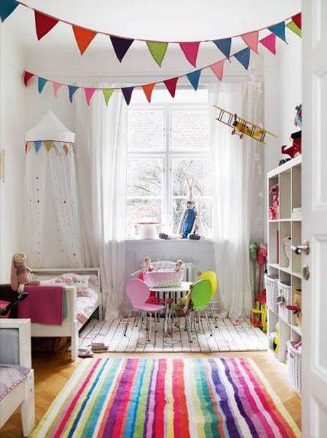 Ideas para decorar con banderines las habitaciones de los más pequeños.