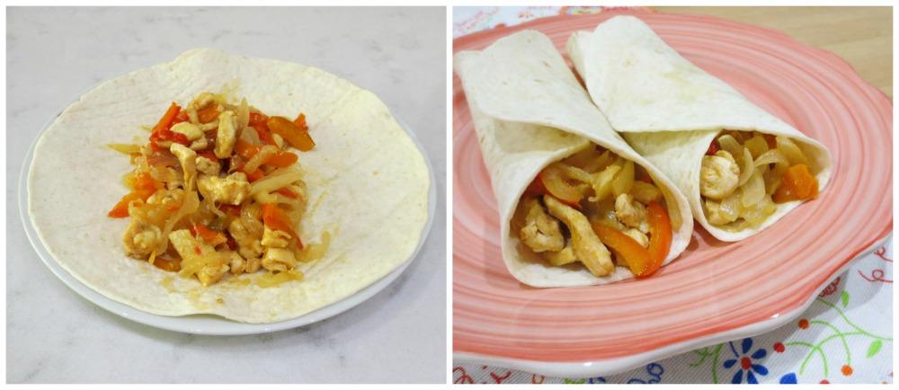 Enrollar fajitas de pollo