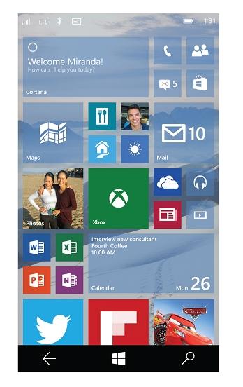 De Windows 10 para teléfonos inteligentes pantalla de inicio