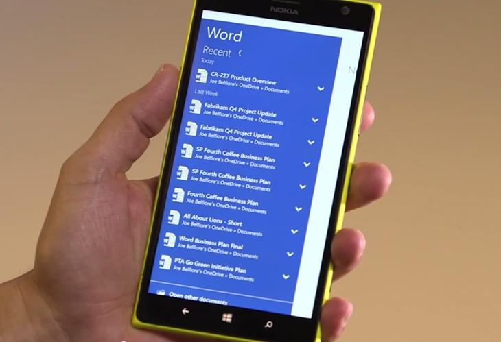 Teléfono inteligente con Windows 10 Office Mobile