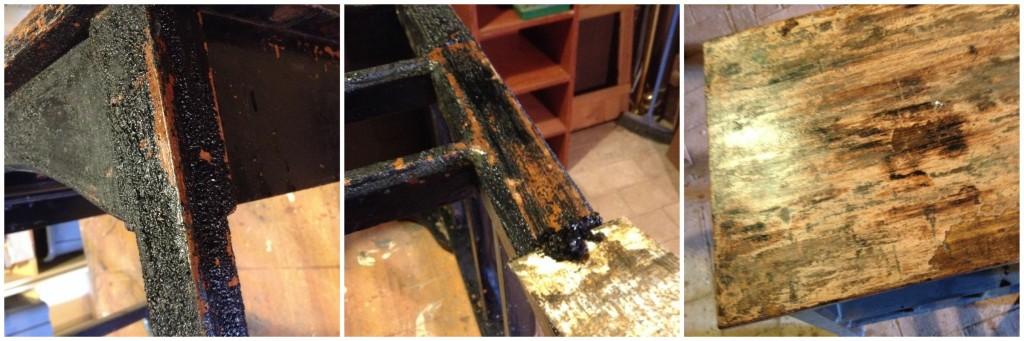 Decapando mesa auxiliar