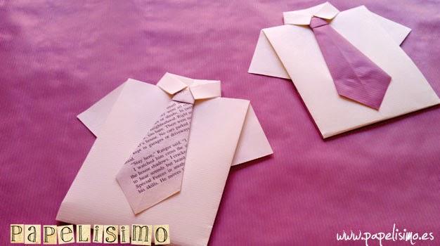 Original invitación en forma de camisa y corbata