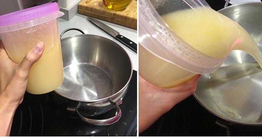 Caldo de pollo ecológico y jamón, paso a paso