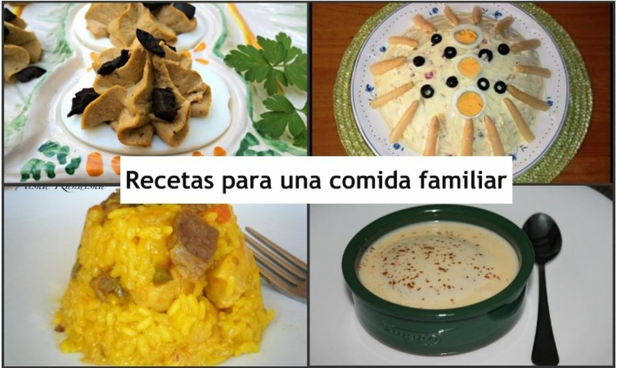 Collage de recetas para una comida familiar