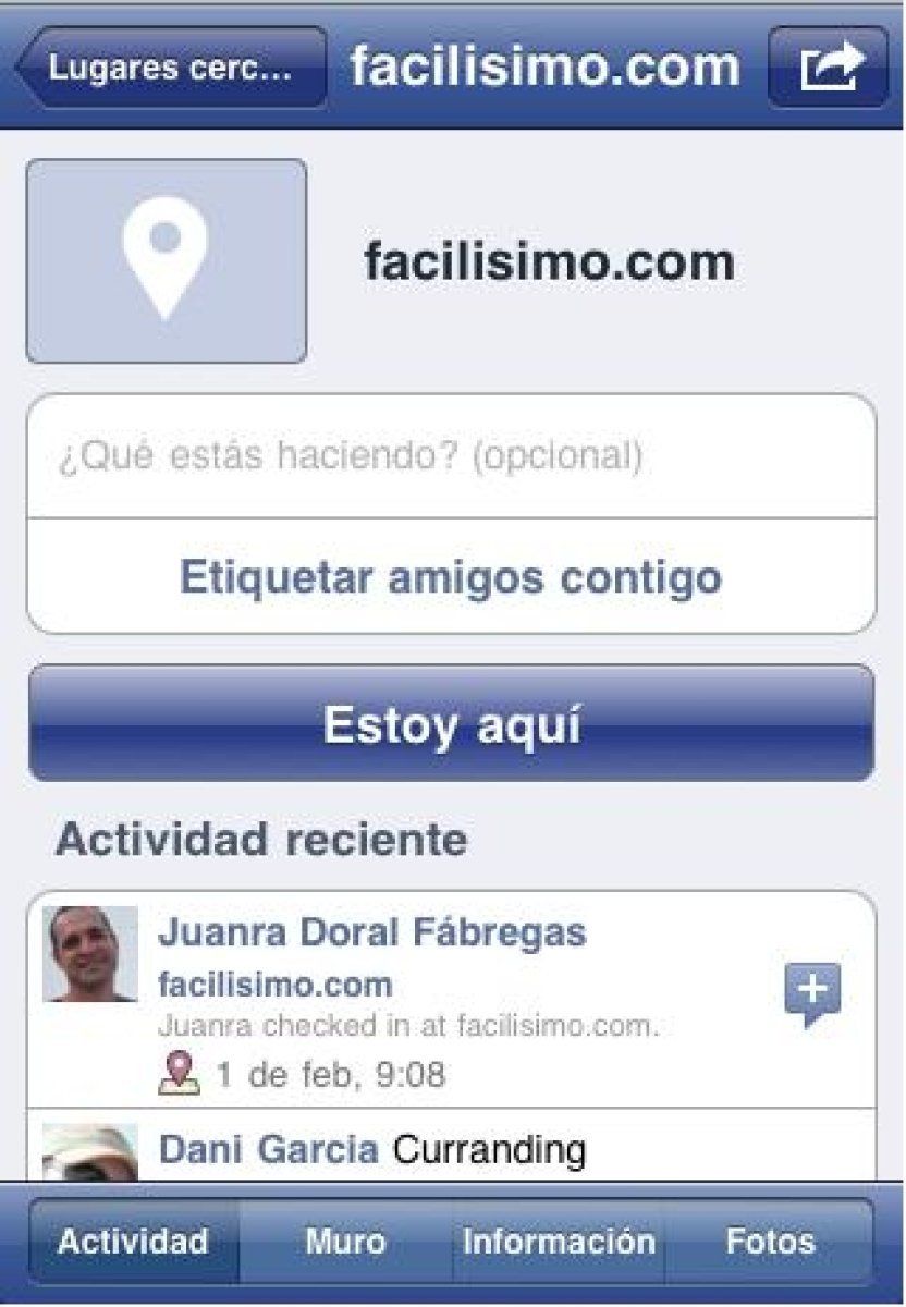 Check in Facebook Places