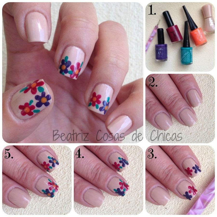 tutorial uñas flores
