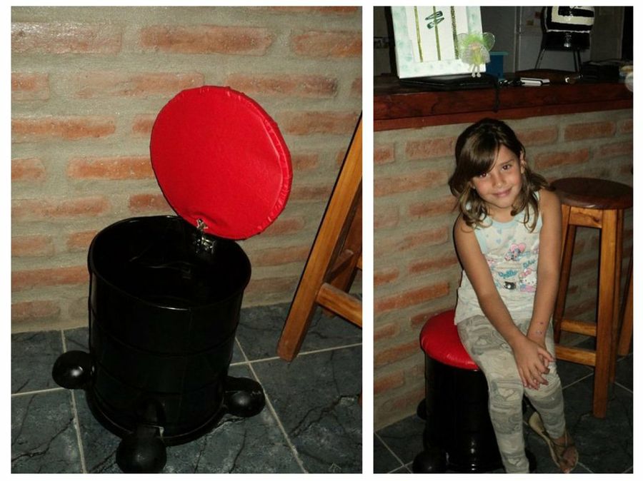 Aspiradora convertida en banqueta