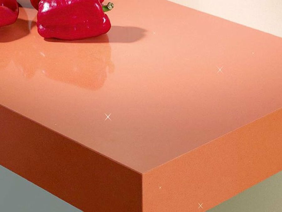 encimera de cuarzo naranja