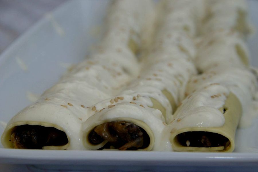 Canelones de morcilla