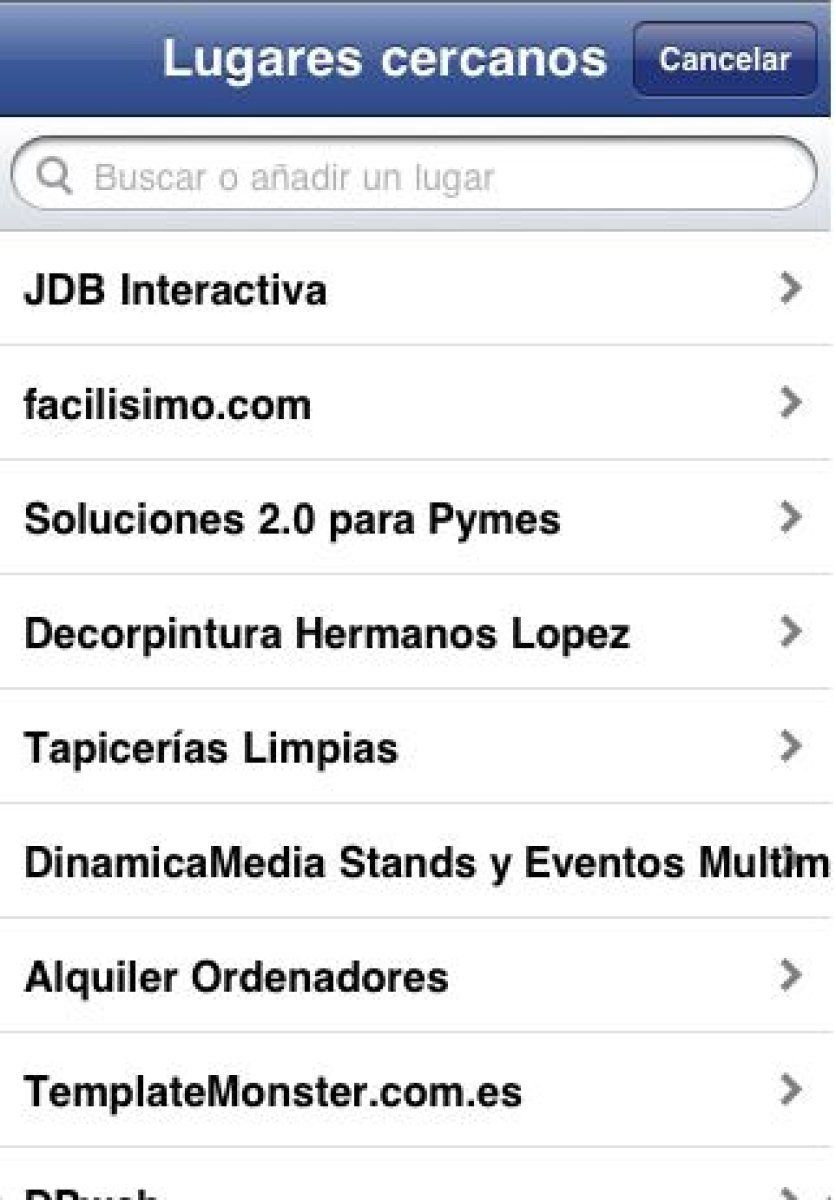 Lugares cercanos Facebook Places